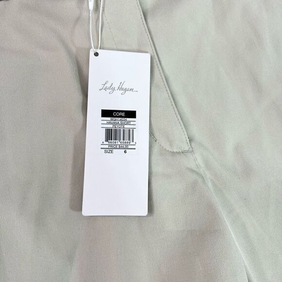 Lady Hagen Essential Golf Shorts Womens 6 Cream Havana Flat Front Belt Loops NWT - Picture 2 of 10